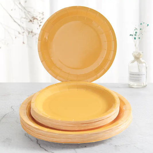 96pcs Tableware Set, Yellow Disposable