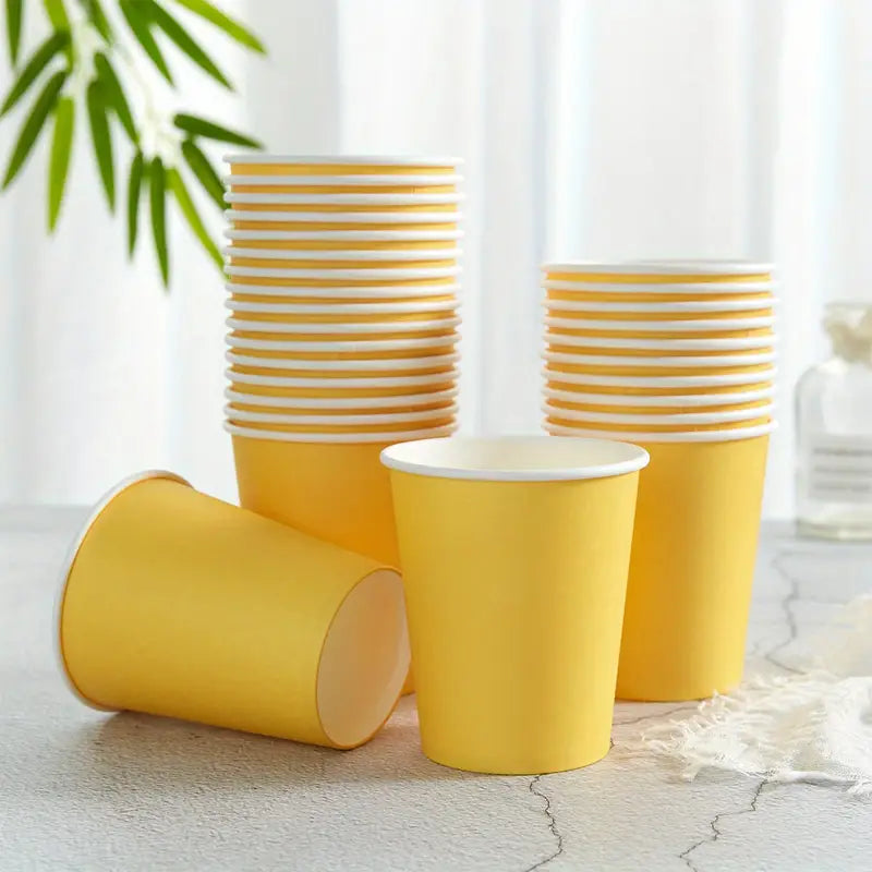 96pcs Tableware Set, Yellow Disposable