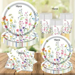 68pcs Wildflowers Party Supplies Set for 16 guests